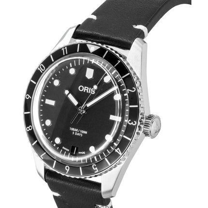 Oris Divers Sixty Five 12H Lederarmband Schwarzes Zifferblatt Automatik 01 400 7772 4054-07 5 20 82 100M Herrenuhr