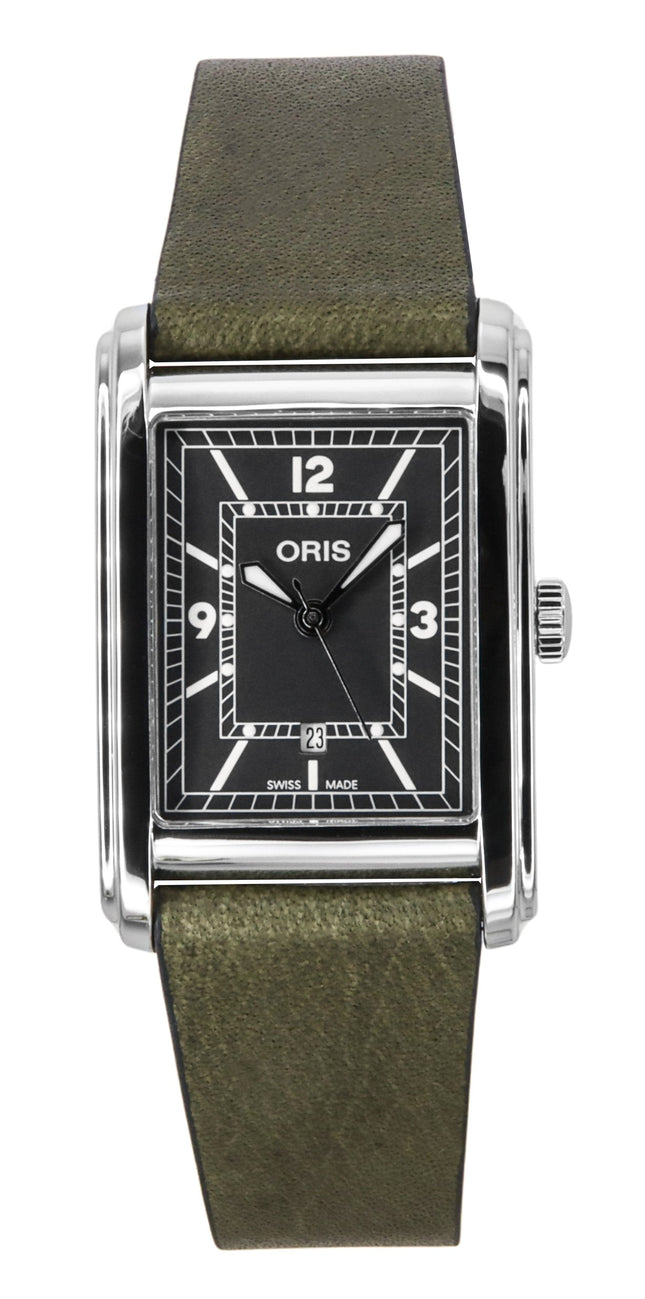 Oris Rechteckiges Lederarmband Grünes Zifferblatt Automatik 01-561-7783-4063-07-5-19-16 Herrenuhr