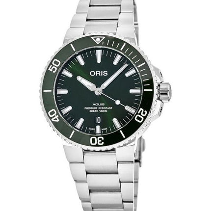 Oris Aquis Automatik-Taucheruhr aus Edelstahl mit grünem Zifferblatt 01 733 7766 4157-07 8 22 05PEB 300M Herrenuhr