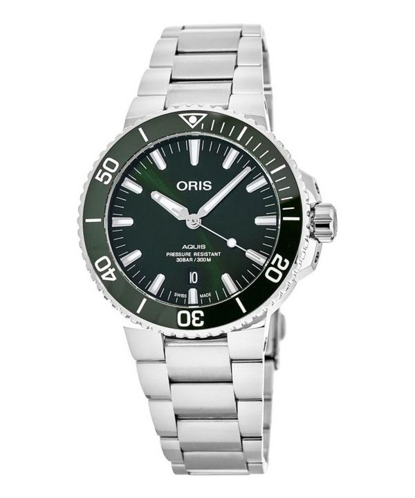 Oris Aquis Automatik-Taucheruhr aus Edelstahl mit grünem Zifferblatt 01 733 7766 4157-07 8 22 05PEB 300M Herrenuhr