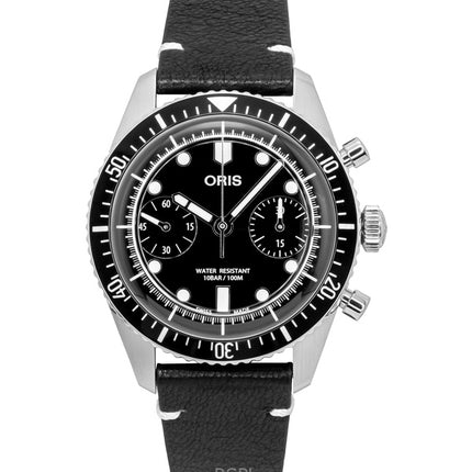 Oris Divers Sixty-Five Chronograph Lederarmband Schwarzes Zifferblatt Automatik 01-771-7791-4054-07-6-20-01 100M Herrenuhr
