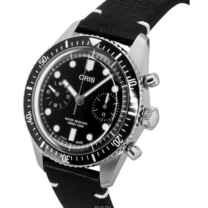 Oris Divers Sixty-Five Chronograph Lederarmband Schwarzes Zifferblatt Automatik 01-771-7791-4054-07-6-20-01 100M Herrenuhr