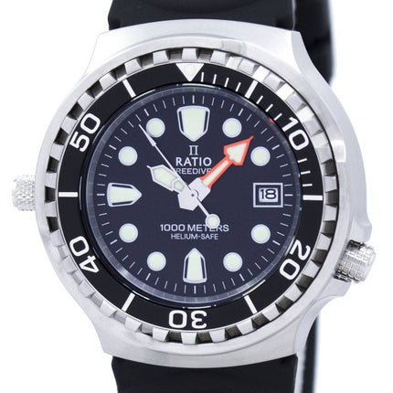 Generalüberholte Ratio FreeDiver Helium Safe 1000M Saphirglas Quarz 1038EF102V Herrenuhr