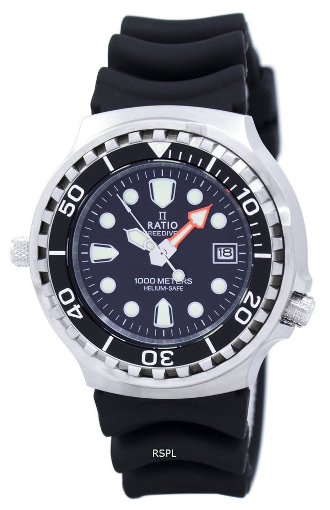 Generalüberholte Ratio FreeDiver Helium Safe 1000M Saphirglas Quarz 1038EF102V Herrenuhr