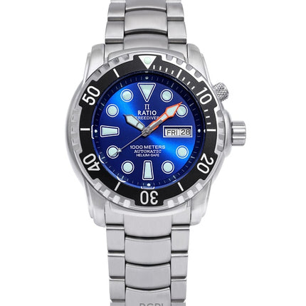 Verhältnis Free Diver Helium-Safe 1000M Saphir Automatik 1068HA96-34VA-BLU Herrenuhr