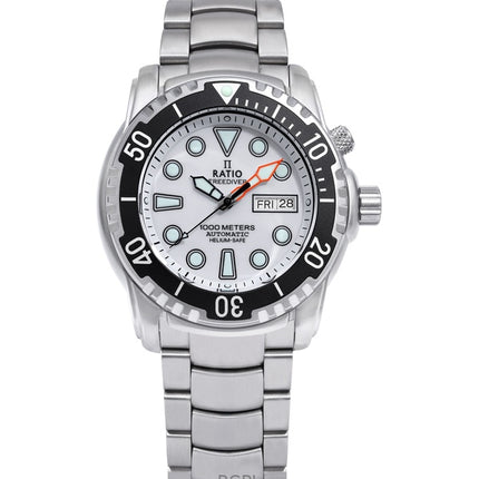 Verhältnis Free Diver Helium-Safe 1000M Saphir Automatik 1068HA96-34VA-WHT Herrenuhr