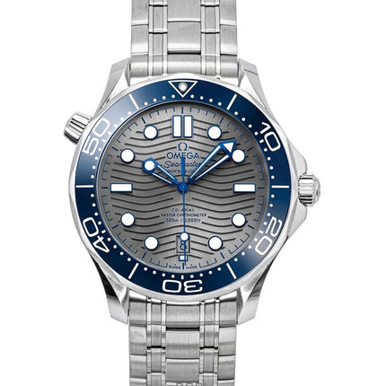 Omega Seamaster Edelstahl graues Zifferblatt automatische Taucheruhr 210.30.42.20.06.001 300M Herrenuhr
