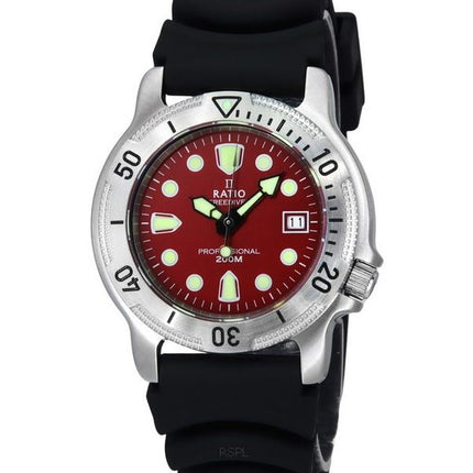 Ratio FreeDiver Professional Sapphire Red Dial Quartz 22AD202-RED 200M Herrenuhr