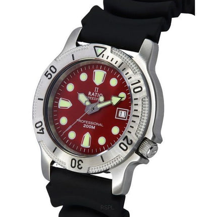 Ratio FreeDiver Professional Sapphire Red Dial Quartz 22AD202-RED 200M Herrenuhr