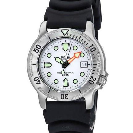 Ratio FreeDiver Professional Saphir weißes Zifferblatt Quarz 22AD202-WHT 200M Herrenuhr