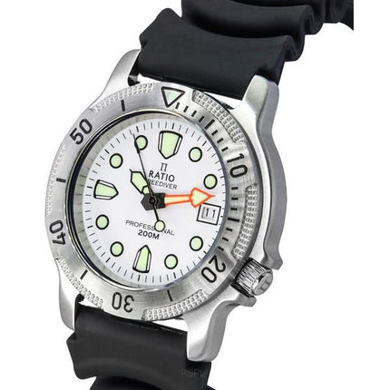 Ratio FreeDiver Professional Saphir weißes Zifferblatt Quarz 22AD202-WHT 200M Herrenuhr
