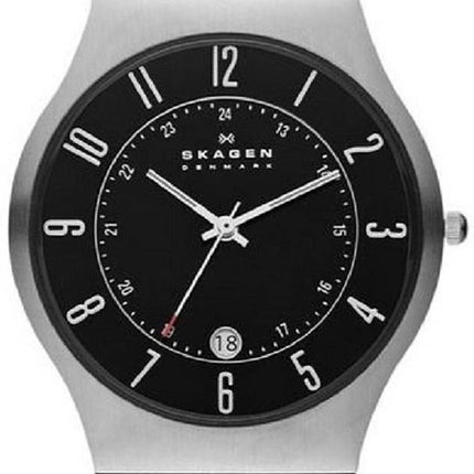 Skagen Grenen klassisches schwarzes Zifferblatt schwarz Leder 233XXLSLB Herrenuhr