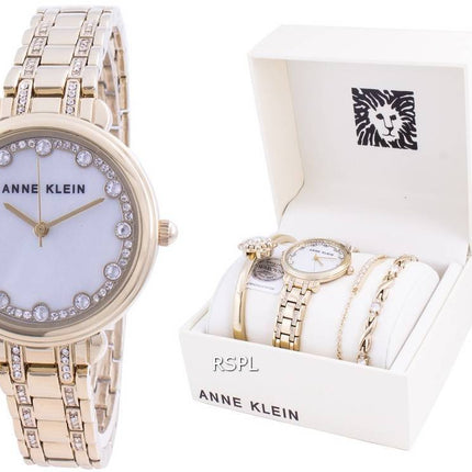 Anne Klein Swarovski Kristall Akzent 3488GPST Quarz Mit Geschenkset Damenuhr