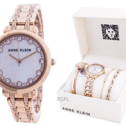 Anne Klein Swarovski Kristall Akzent 3488RGST Quarz Mit Geschenkset Damenuhr