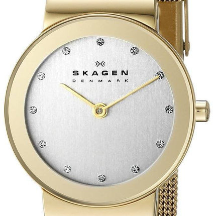 Skagen Freja Gold Tone Mesh Armband Swarovski 358SGGD Damenuhr