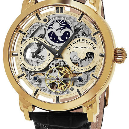 Stuhrling Original Vermächtnis Anatol Automatik Dual Time Skelett 371.02 Herrenuhr