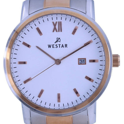 Westar White Dial Two Tone Edelstahl Quarz 50245 SPN 601 Herrenuhr