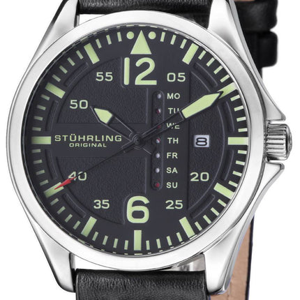 Stuhrling Original Flieger Quarz Tag und Datum 699.01 Herren Uhr