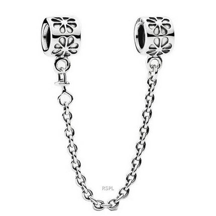 PANDORA 790385-07 Silber Blumen Charm Mit Safty Kette