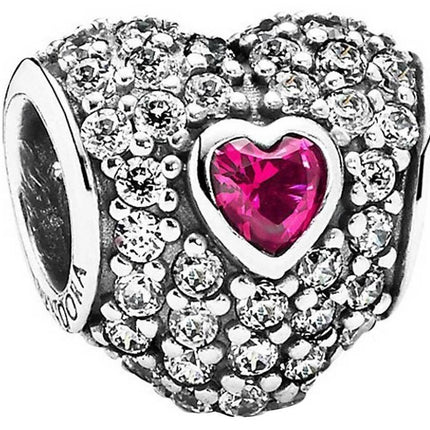 PANDORA 791168SRU Red Pave Tripple Herz Charm Damen