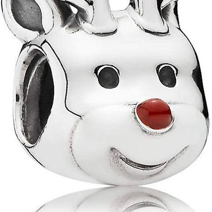 PANDORA 791781EN39 Rentier Silber Charm Mit Rotem Emaille Damen