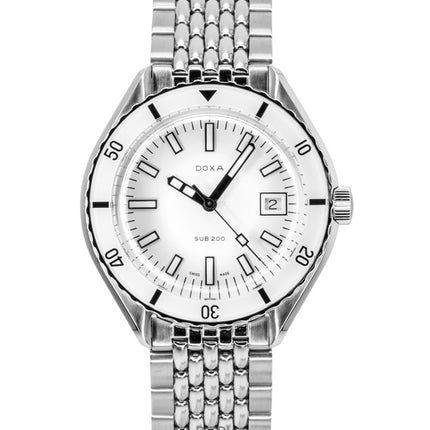 Doxa SUB 200 Whitepearl Edelstahl, weißes Zifferblatt, Automatik-Taucheruhr 799.10.011.10, 200 m, Herrenuhr
