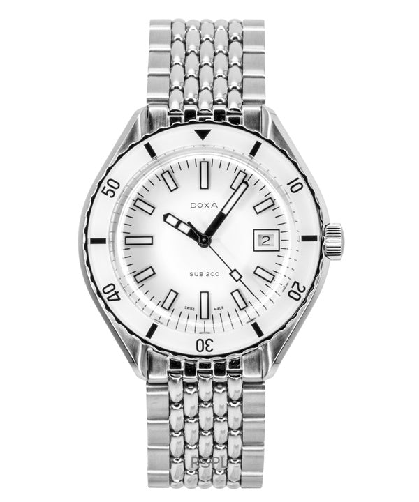 Doxa SUB 200 Whitepearl Edelstahl, weißes Zifferblatt, Automatik-Taucheruhr 799.10.011.10, 200 m, Herrenuhr