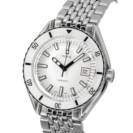 Doxa SUB 200 Whitepearl Edelstahl, weißes Zifferblatt, Automatik-Taucheruhr 799.10.011.10, 200 m, Herrenuhr