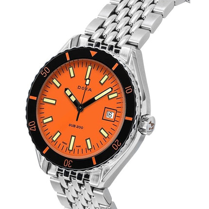 Doxa SUB 200 Professional Edelstahl orangefarbenes Zifferblatt Automatik-Taucheruhr 799.10.351.10 200M Herrenuhr mit zusätzlichem Armband