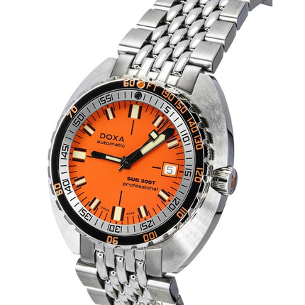 Doxa SUB 300T Aristera Professional Automatik-Taucheruhr mit orangefarbenem Zifferblatt, 840.10.351.10, 1200 m, Herrenuhr mit zusätzlichem Armband