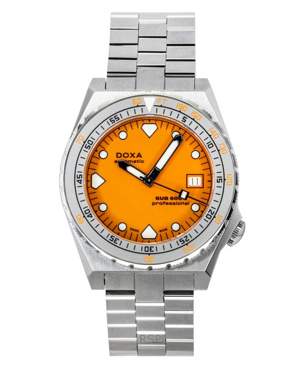 Doxa SUB 600T Professional Automatische Taucheruhr mit orangefarbenem Zifferblatt, 862.10.351.10, 600 m, Herrenuhr mit zusätzlichen Armbändern