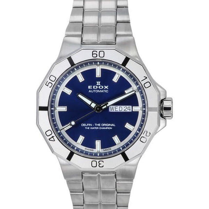 Edox Delfin The Original Day Date Automatik-Taucheruhr 88008 3M BUIN 200M mit blauem Zifferblatt