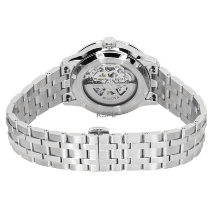 Bulova Sutton Herrenuhr aus Edelstahl, grün, skelettiert, Automatik, Modell 96A329