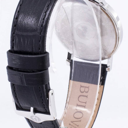 Bulova schwarz Leder 96B104 Herrenuhr