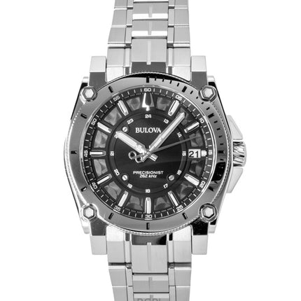 Bulova Icon Precisionist Edelstahl Schwarzes Zifferblatt Quarz 96B417 100M Herrenuhr