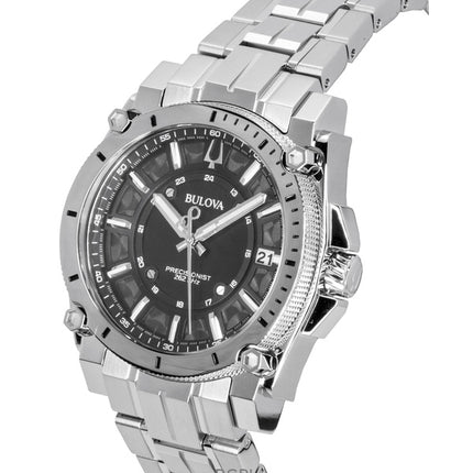 Bulova Icon Precisionist Edelstahl Schwarzes Zifferblatt Quarz 96B417 100M Herrenuhr