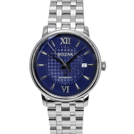 Bulova Hudson Edelstahl blaues Zifferblatt Automatik 96B447 Herrenuhr