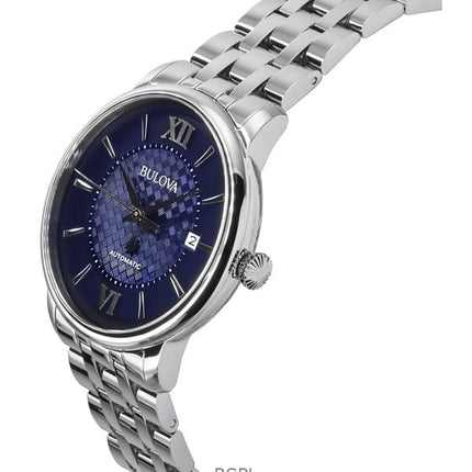Bulova Hudson Edelstahl blaues Zifferblatt Automatik 96B447 Herrenuhr