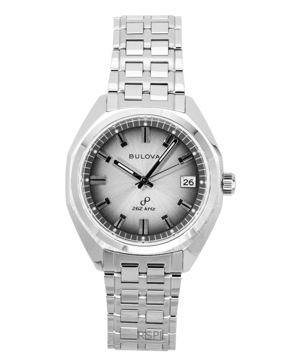 Bulova Jet Star Herrenuhr aus Edelstahl mit grauem Zifferblatt und Quarzwerk (Modell 96B472)