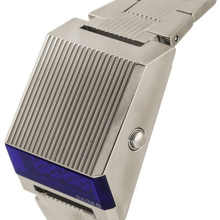 Bulova Computron Archive Series Edelstahl blaues Zifferblatt Quarz 96C139 Herrenuhr