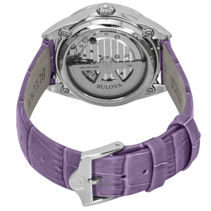 Bulova Sutton Lederarmband Open Heart Perlmutt Zifferblatt Automatik 96L339 Damenuhr