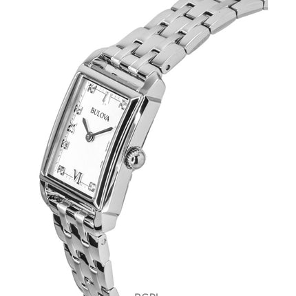Bulova Sutton Classic Diamond Edelstahl Perlmutt Zifferblatt Quarz 96P244 Damenuhr