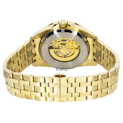 Bulova Sutton Herrenuhr, goldfarben, Edelstahl, skelettiertes Zifferblatt, Automatik, Modell 97A162
