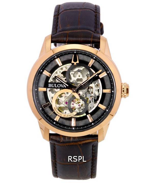 Bulova Classic Sutton Black Skeleton Dial Automatic 97A169 Herrenuhr