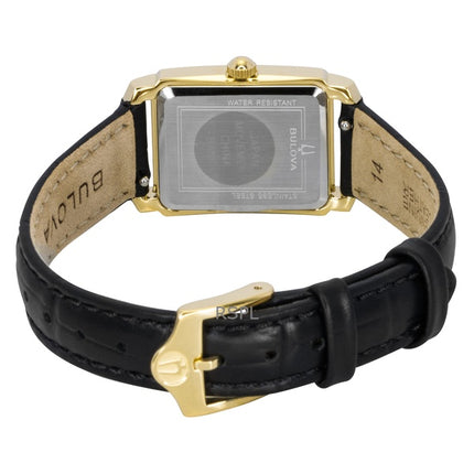 Bulova Damenuhr mit Sutton-Lederarmband, Diamanten, Perlmuttzifferblatt, Quarzwerk 97P166