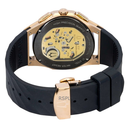 Bulova Curv Chronograph Herrenuhr mit Kautschukarmband, schwarzem Zifferblatt und Quarzwerk (Modell 98A185)