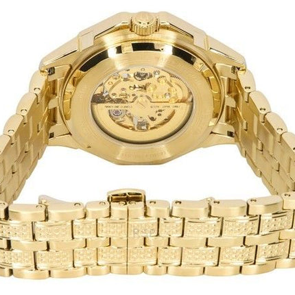 Bulova Octava Crystal Accents Edelstahl Skelett Gold Zifferblatt Automatik 98A292 Herrenuhr