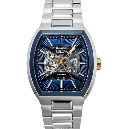 Bulova Maquina Edelstahl Blaues Zifferblatt Automatik 98A319 Herrenuhr