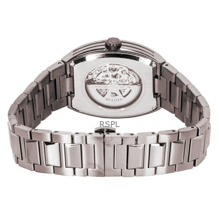 Bulova Maquina Herrenuhr aus Edelstahl mit grünem Skelettzifferblatt und Automatikwerk 98A321