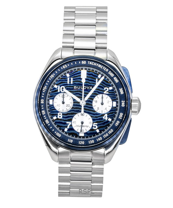 Bulova Lunar Pilot Timascus Chronograph 150th Anniversary Limited Edition Blue Dial Quartz 98A329 Herrenuhr